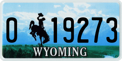 WY license plate 019273