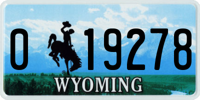WY license plate 019278