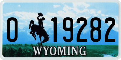 WY license plate 019282