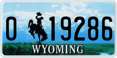 WY license plate 019286