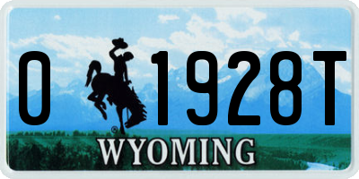 WY license plate 01928T