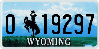 WY license plate 019297