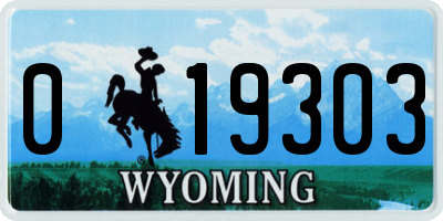 WY license plate 019303