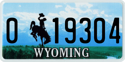 WY license plate 019304