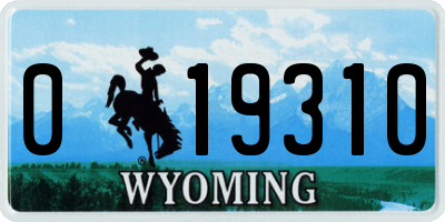 WY license plate 019310