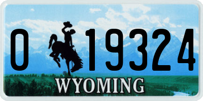 WY license plate 019324