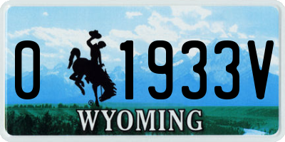 WY license plate 01933V