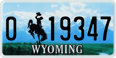 WY license plate 019347
