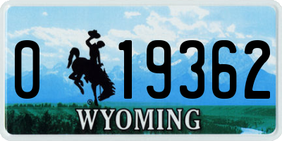 WY license plate 019362
