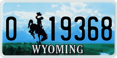 WY license plate 019368