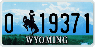 WY license plate 019371