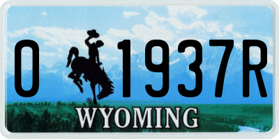 WY license plate 01937R