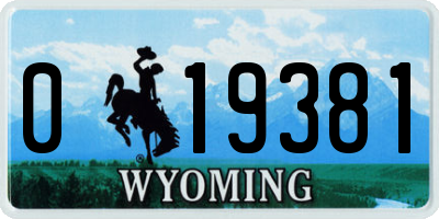 WY license plate 019381