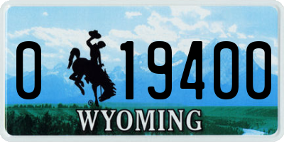 WY license plate 019400