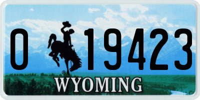 WY license plate 019423