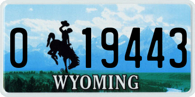 WY license plate 019443