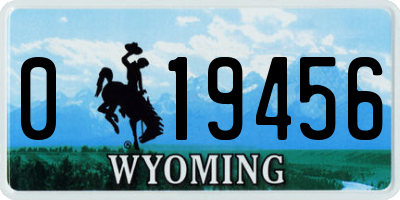 WY license plate 019456