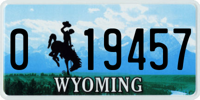WY license plate 019457