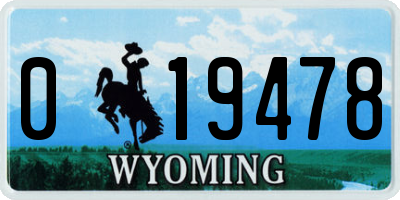 WY license plate 019478