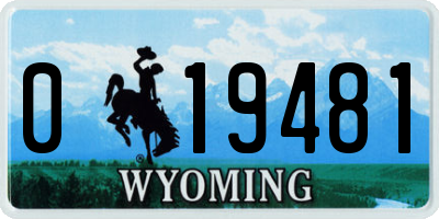 WY license plate 019481