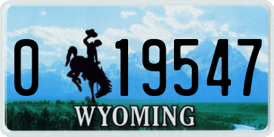 WY license plate 019547