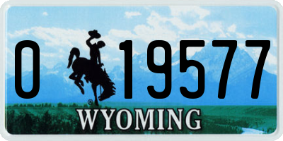 WY license plate 019577