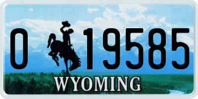 WY license plate 019585