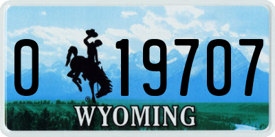 WY license plate 019707