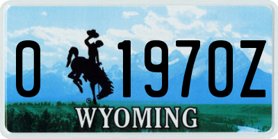 WY license plate 01970Z