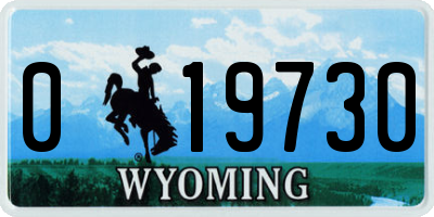 WY license plate 019730