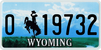 WY license plate 019732