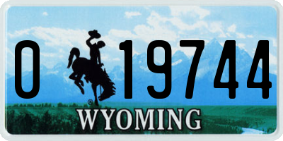 WY license plate 019744