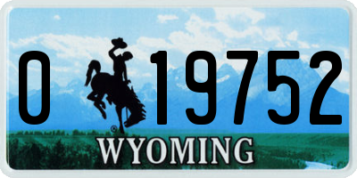 WY license plate 019752