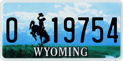 WY license plate 019754