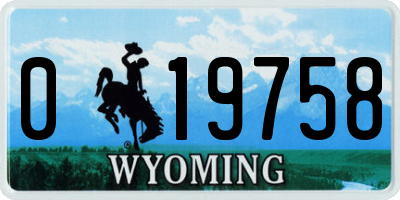 WY license plate 019758