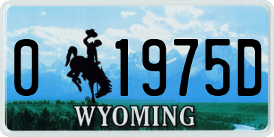 WY license plate 01975D