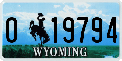 WY license plate 019794