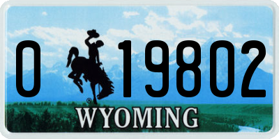 WY license plate 019802
