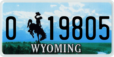 WY license plate 019805