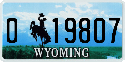 WY license plate 019807