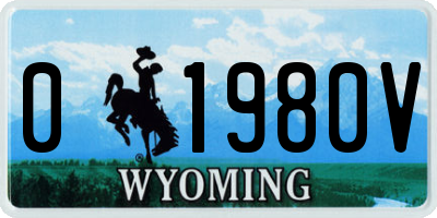 WY license plate 01980V