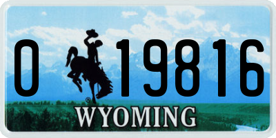 WY license plate 019816