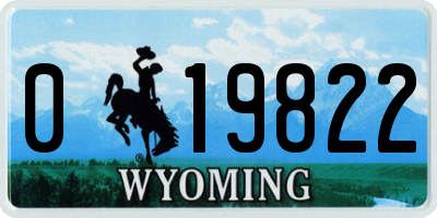 WY license plate 019822