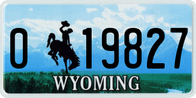 WY license plate 019827