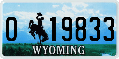 WY license plate 019833