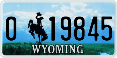 WY license plate 019845