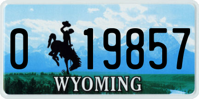 WY license plate 019857