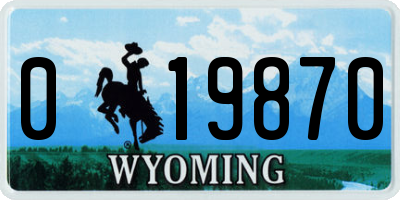 WY license plate 019870