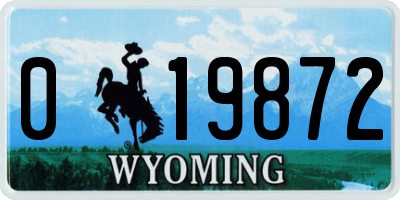 WY license plate 019872