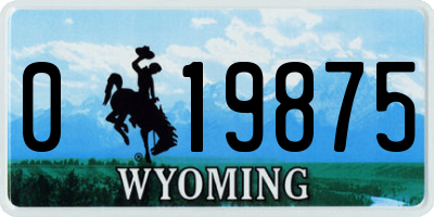 WY license plate 019875